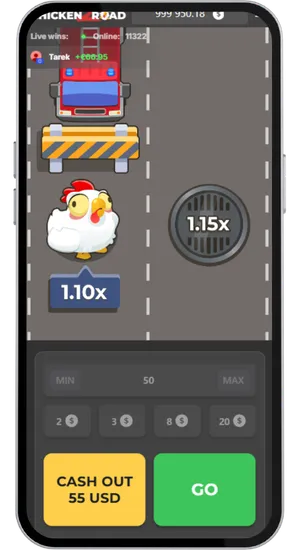 Ronda activa de Chicken Road 2 con el botón de retirada visible y el multiplicador creciendo