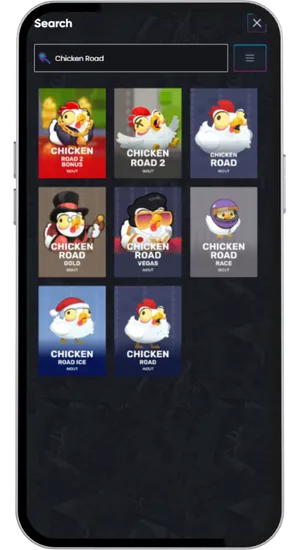 Searching for Chicken Road 2 in the casino game library and selecting the demo or free play option without signing in