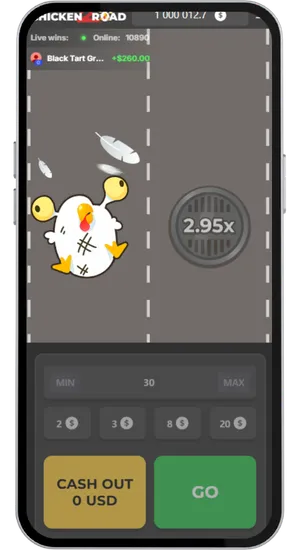 Chicken Road 2 round lost screen showing chicken knocked out after hitting an obstacle