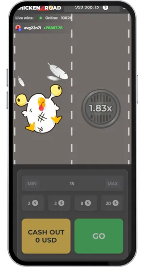 Schermata di round perso di Chicken Road 2 che mostra il pollo eliminato dopo aver colpito un ostacolo
