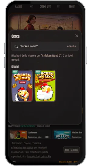 Ricerca di Chicken Road 2 nella libreria di giochi del casinò e selezione dell'opzione demo o gioco gratuito senza effettuare l'accesso