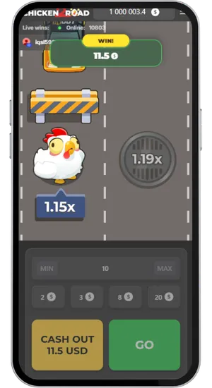 Chicken Road 2 win screen displayed after player cashes out during an active round