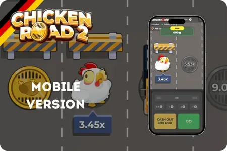Chicken Road 2 auf einem Smartphone mit Touchscreen-Cashout-Steuerung