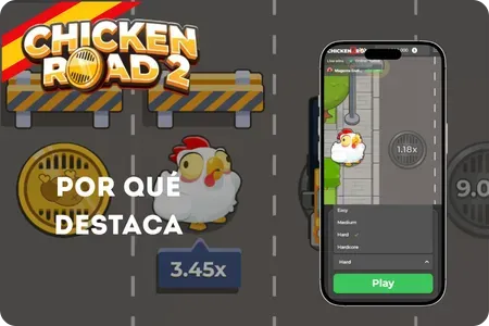 Partida de Chicken Road 2 con el multiplicador subiendo entre los carriles