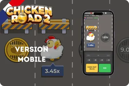 Chicken Road 2 sur un smartphone avec commandes d'encaissement tactiles